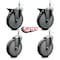 Service Caster 6'' Thermo Rubber Wheel Swivel 7/16'' Grip Ring Stem Caster Set 2 Brake, 4PK SCC-GR20S614-TPRB-PLB-716138-2-S-2 - alternate 3